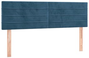 Testiera a led blu scuro 144x5x78/88 cm in velluto