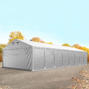 TOOLPORT 5x20 m tenda capannone, altezza 2,6m, PVC 800, telaio perimetrale, grigio, con statica (sottofondo in terra) - (49873)