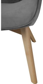 Poltrona con poggiapiedi grigia con rivestimento in velluto Niko – Ropez