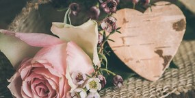 Quadro su tela – Rose e cuore in stile vintage