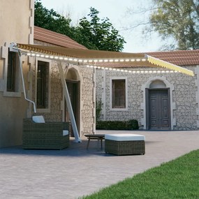 Tenda Automatica Sensore Vento E Led 450x300 Cm Gialla Bianca /