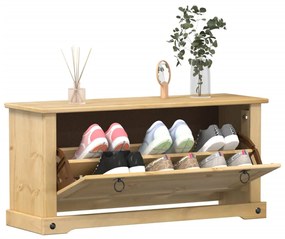 Scarpiera Corona 99x32x47 Cm İn Legno Massello Di Pino /