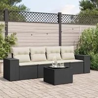 Set Divani da Giardino 5 pz con Cuscini in Polyrattan Nero 3222285