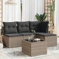 Set Divano da Giardino 5 pz con Cuscini Grigio in Polyrattan 3217510