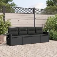 Set Divani da Giardino 4 pz con Cuscini Nero in Polyrattan 3252212