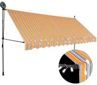 Tenda da Sole Retrattile Manuale con LED 400 cm Gialla e Blu 145854