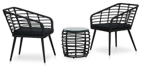 Set Da Bistrot 3 Pz İn Polyrattan Nero /