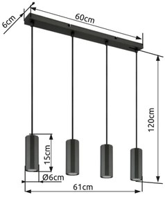 Globo 57918-4H - Lampadario a sospensione con filo JAMES 4xGU10/25W/230V