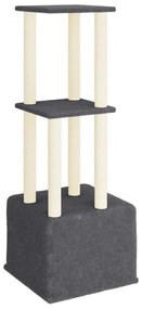 Albero per gatti con tiragraffi in sisal grigio scuro 133,5 cm