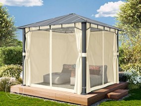 TOOLPORT Gazebo da giardino 3x3m, Hardtop, 4 teli laterali, crema - (300680)