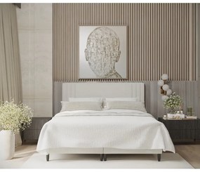 Letto matrimoniale imbottito beige con contenitore 180x200 cm Musca - Maison de Rêve