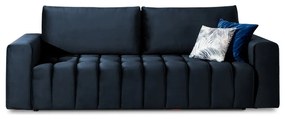 Divano blu scuro allungabile/con contenitore e rivestimento in velluto 247 cm Lazaro – ELTAP