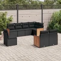 Set Divani da Giardino con Cuscini 8 pz Nero in Polyrattan 3260242