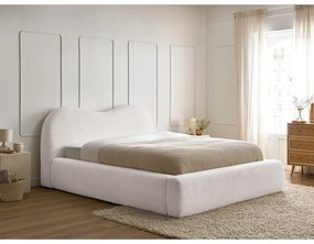 Letto matrimoniale bianco imbottito con spazio contenitivo con rete inclusa 180x200 cm Orlane – Bobochic Paris