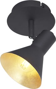 Faretto moderno nero con oro 1 luce - Magno