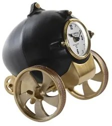 Orologio da Tavolo DKD Home Decor 20,5 x 20,5 x 21,5 cm Nero Dorato Alluminio Resina Coloniale