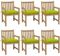 Sedie da Giardino 6 pz e Cuscini Verde Brillante Massello Teak cod mxl 8355