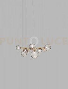 Puppet ring sospensione 9 fume' trasparente oro satinato 9 luci att...