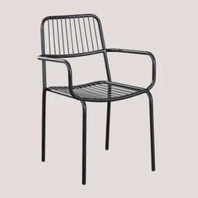 Confezione da 4 sedie da giardino impilabili con braccioli Elton Nero - Sklum