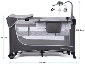 KINDERKRAFT - Lettino da viaggio LEODY grigio
