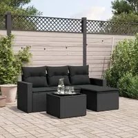 Set Divani da Giardino 5 pz con Cuscini in Polyrattan Nero 3218865