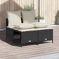 Set Divani da Giardino 4 pz con Cuscini Nero in Polyrattan 368380