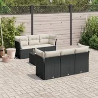 Set Divani da Giardino con Cuscini 7pz Nero Polyrattancod mxl 87344