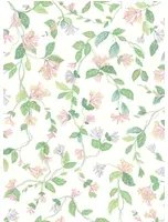 Cole & Son Carta da parati Flora - Blush Sage/  Mulberry on Cream