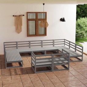 Set divani da giardino 11 pz in legno massello di pino