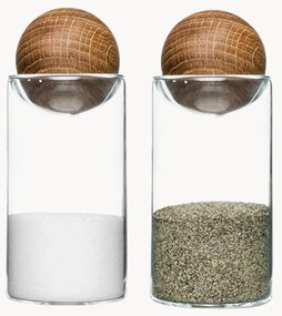 Set saliera e pepiera in vetro soffiato con tappo in legno di quercia Nature 2 pz