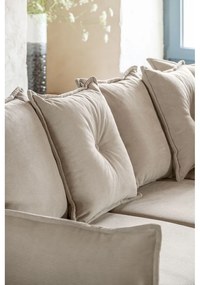 Divano letto angolare in velluto a coste beige (angolo destro) Lazy Lukka - Miuform