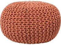 Pouf ottomana in cotone lavorato a maglia in rame perline EPS riempimento rotondo piccolo poggiapiedi 50 x 35 cm