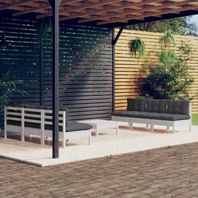 Set divani da giardino 7 pz con cuscini antracite legno di pino