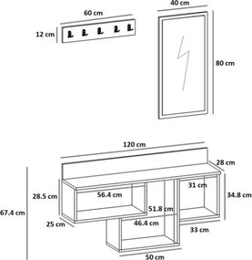 Mobile Ingresso Sospeso Con Cappottiera Vani E Specchio Pablo Bianco