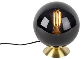 Lampada da tavolo Art Déco in ottone con vetro nero - Pallon