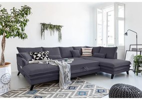 Divano letto a U antracite, angolo destro Charming Charlie - Miuform