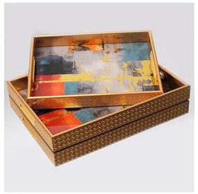 SET 2x Vassoio decorativo 40x30/35x25 cm oro