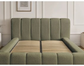 Letto matrimoniale imbottito verde contenitore e rete inclusi 180x200 cm Denali - Bobochic Paris