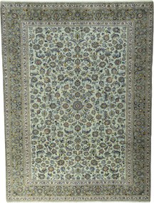Kashan Tappeto 310x410 Verde (Iran) Annodato A Mano