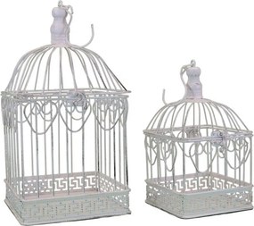 SAMUEL - set di 2 gabbie rettangolari stile provenzale in ferro verniciato
