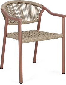 Sedia da esterno rossa/di colore naturale in metallo Canarias – Bizzotto