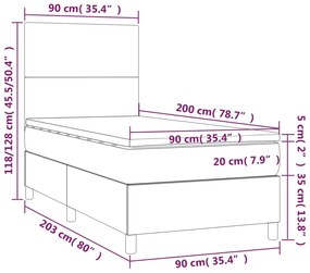 Giroletto a Molle con Materasso Nero 90x200 cm in Velluto