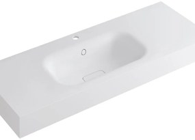 Lavabo a incasso rettangolare vasca centrale L 120.5 x H 15 x P 46 cm in resina bianco lucido