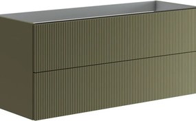 Mobile da bagno sospeso sotto lavabo L 119.5 x H 50 x P 45.5 cm verde salvia opaco, 2 cassetti Opera