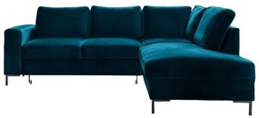 Divano letto angolare in velluto turchese (angolo destro) Lofty Lilly - Miuform