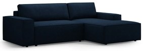 Divano letto angolare blu scuro in tessuto bouclé (angolo destro) Jodie - Micadoni Home