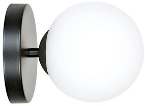 Applique A 1 Luce Shiva In Acciaio Nero E Sfera In Vetro Bianco