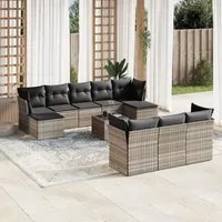 Set Divani da Giardino 11 pz con Cuscini in Polyrattan Grigio 3250181