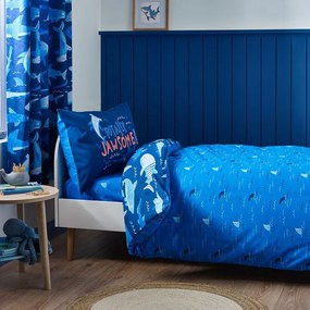 Biancheria da letto per bambini blu per letto singolo 135x200 cm Jawsome Shark – Catherine Lansfield