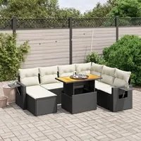 Set Divani da Giardino con Cuscini 8 pz Nero in Polyrattan 3275716